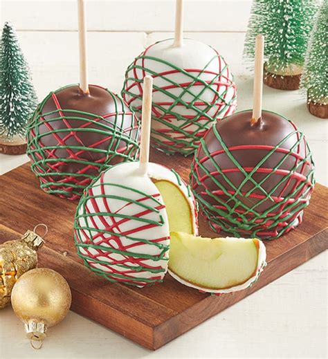 Deck the Halls Holiday Caramel Apples 4ct | 1800Baskets.com-1009