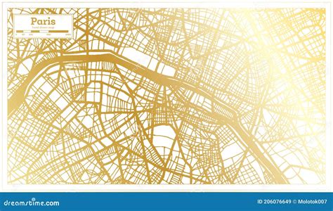 Paris France City Map In Retro Style In Golden Color Outline Map Stock