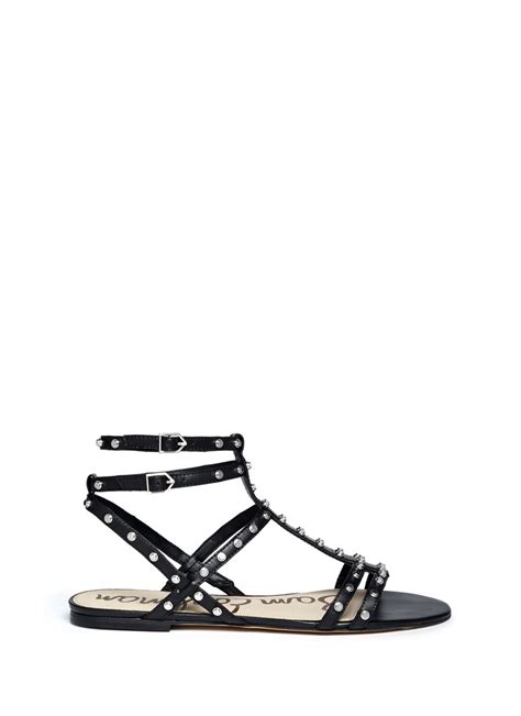 Sam Edelman Berkeley Stud Leather Flat Sandals In Black Lyst