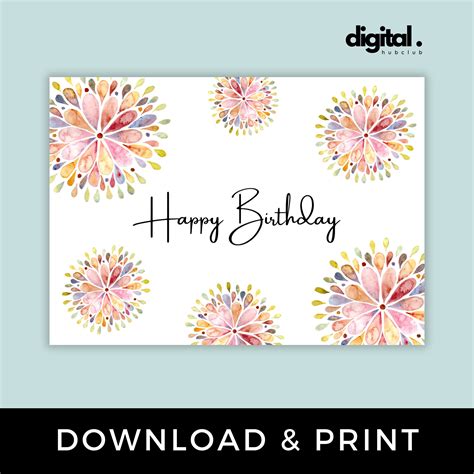 Printable Birthday Card With Flowers Floral Birthday Card - Etsy