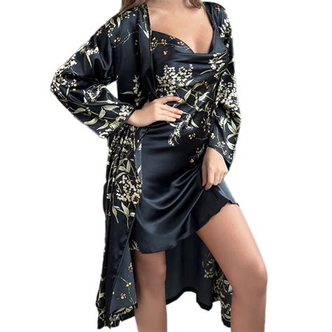 Sleepwear Women S Satin Nightgown With Robes Set Piece Cami Nightwear