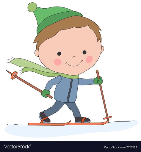 Boy Skiing Royalty Free Vector Image Vectorstock