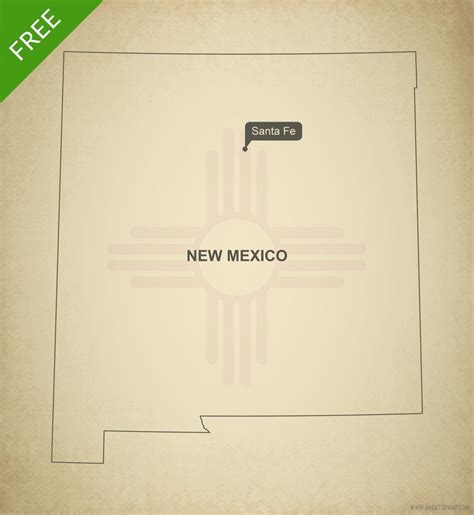 Free Vector Map Of New Mexico Outline One Stop Map Map Vector Map