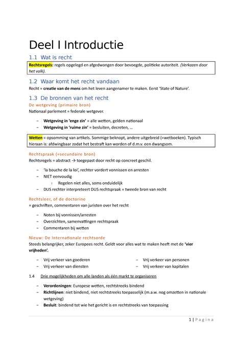 Samenvatting Juridisch Definitief Deel I Introductie 1 Wat Is Recht