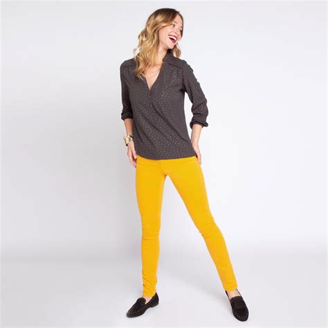 Collection Tendance 20 Modeles Tenue Pantalon Jaune Moutarde Femme