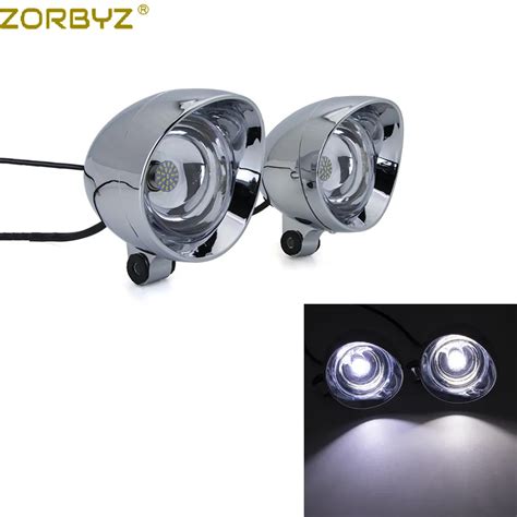 ZORBYZ Motorcycle Chrome 4 LED Custom Bullet Passing Spot Fog Light For