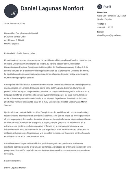 Carta De Motivacion Ejemplo Beca David Peltz Ejemplo De Carta Porn