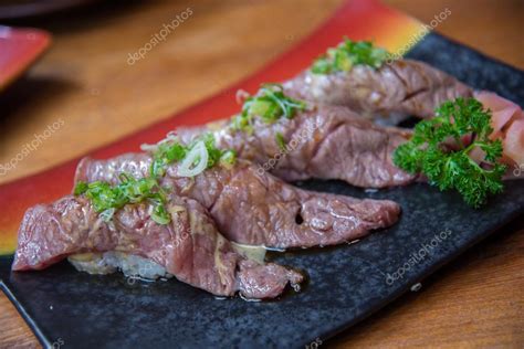 Wagyu beef sushi set Stock Photo by ©zmkstudio 100898196