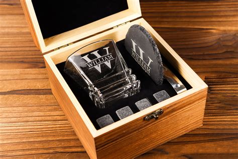 Personalized Whiskey Glasses Set With Wooden Box Groomsmen Ts Best