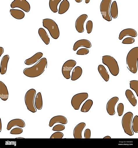 Hand Drawn Sketch Vintage Coffee Beans Seamless Pattern Vector