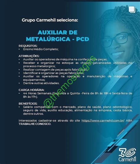 Auxiliar De Metal Rgica Pcd Fortaleza Ce Vaga S Themos