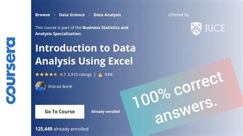 Introduction To Data Analysis Using Excel Coursera All Quiz 100 Correct Answers Youtube