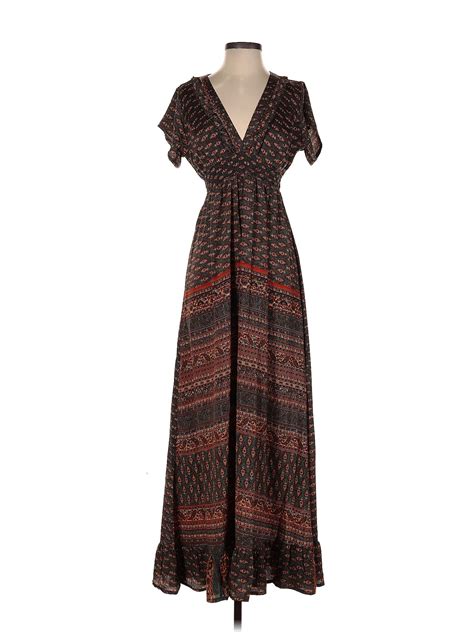 Raga 100 Polyester Multi Color Brown Casual Dress Size S 60 Off