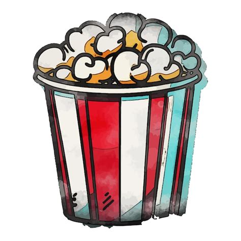 Popcorn Aquarell Vektorillustration Premium Ki Generierter Vektor