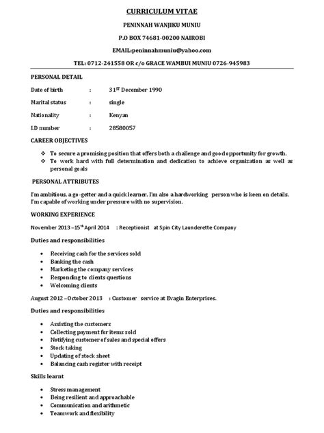 My Updated Cv 1 Kenya College