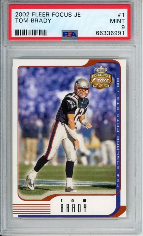 2002 Fleer Focus JE Jersey Edition Tom Brady 1 PSA 9 New England