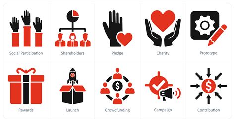 A Set Of Crowdfunding Icons As Social Participation Shareholders