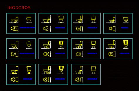 Sanitarios En Corte Y Planta En AutoCAD Librería CAD