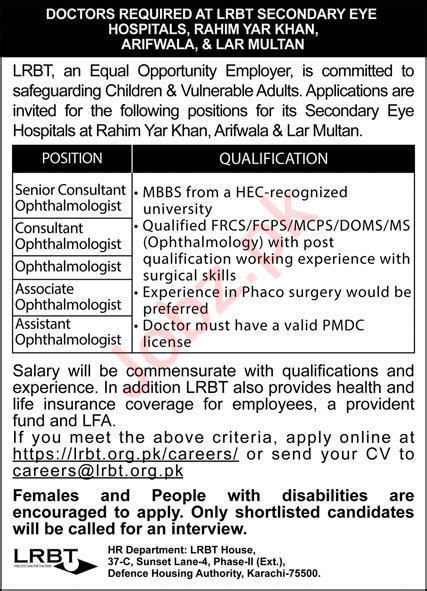 LRBT Hospital Medical Staff Jobs 2024 2025 Job Advertisement Pakistan