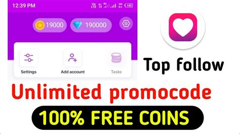 Top Follow App Free Promocode Loan Recover Gold Diamonds Coins