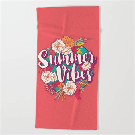 Summer Vibes Typography Banner Round Design In Tropical Flower Frame