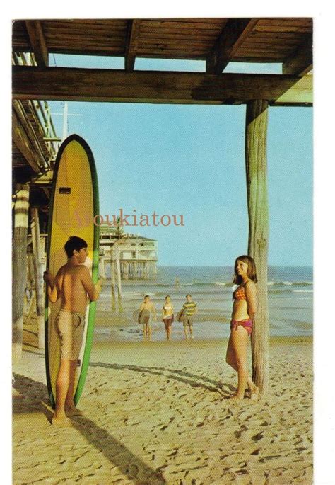 Surfing. Old Orchard Beach, Maine. Nice postcard from United States.