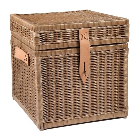 A Sturdy Handmade Wicker Box With Wooden Frame Leather Handles And Closure This Sturdy