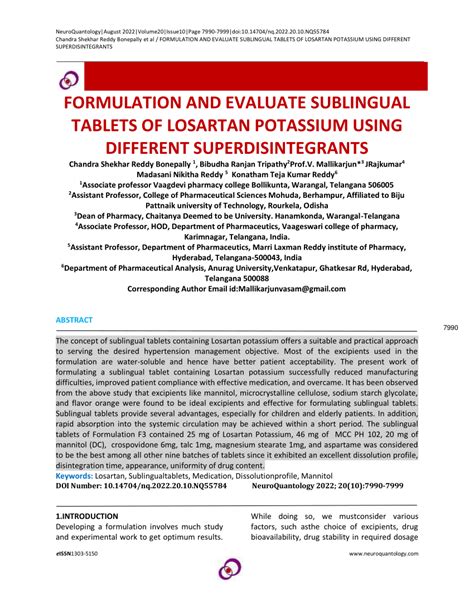 PDF Chandra Shekhar Reddy Bonepally Et Al FORMULATION AND EVALUATE