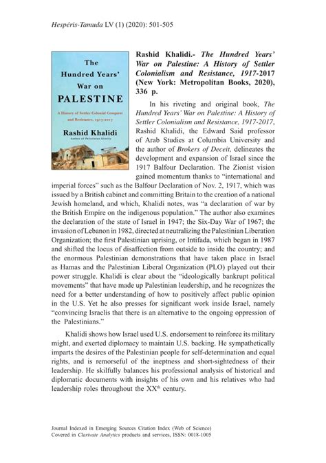 (PDF) Rashid Khalidi.- The Hundred Years’ War on Palestine: A History ...