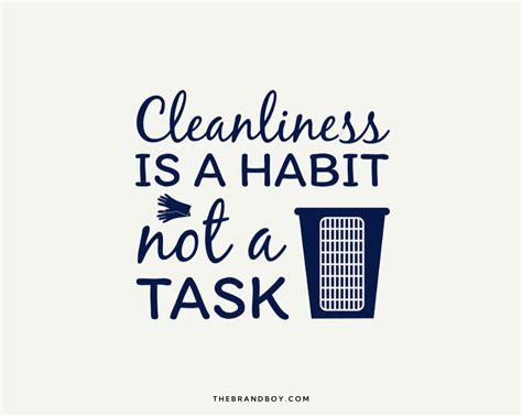 The Words Cleanness Is A Habit Not A Task Are Shown In Blue On A White