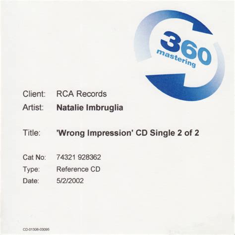 Natalie Imbruglia Wrong Impression 2002 Reference Cd Cd2 Cdr