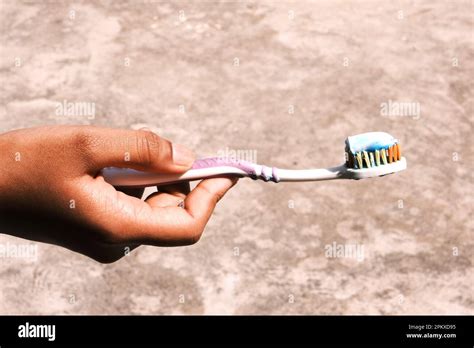 Old Tooth Brush - Boy ready to brush the teeth Stock Photo - Alamy