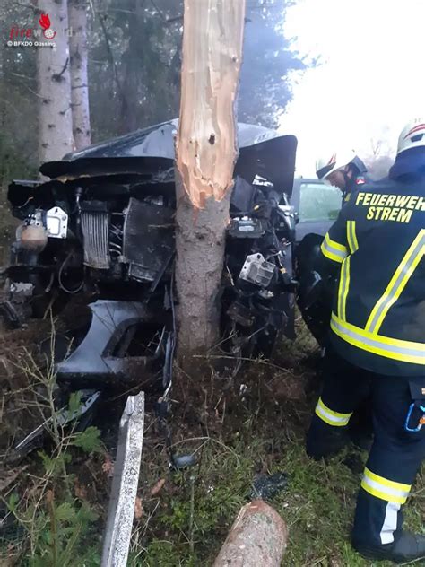 Bgld Eingeklemmter Nach Pkw Kollision Mit Baum Neben Der B In