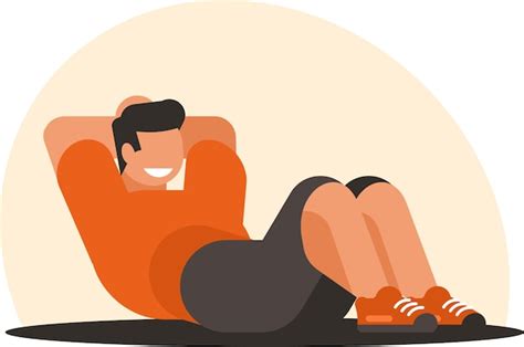 Premium Vector Vector Image Of A Guy Doing Crunches Isolated On