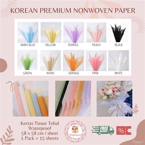 Jual 1 LEMBAR FLOWER WRAPPING KOREAN PREMIUM NONWOVEN PAPER ECER