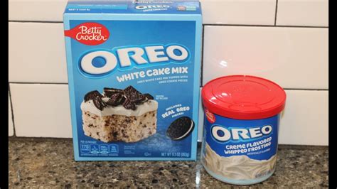 Betty Crocker Oreo White Cake Mix With Oreo Crème Flavored Whipped Frosting Review Youtube