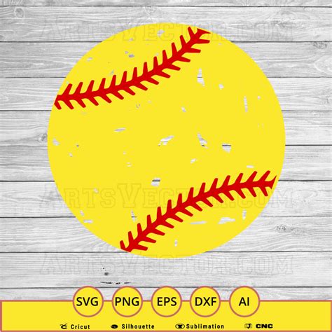 Softball Ball Grunge SVG PNG EPS DXF AI Arts Vector