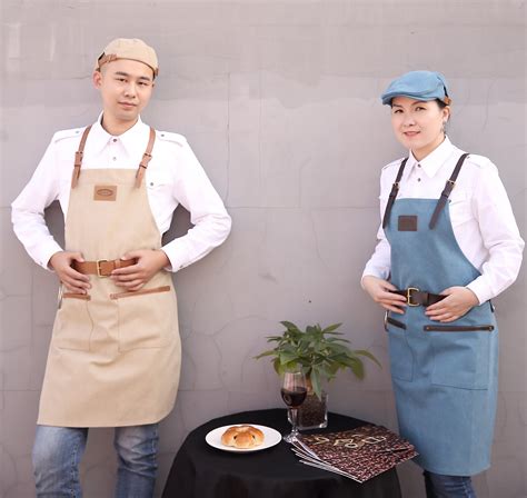 Restaurant Polyester Cotton Fashion Apron Bar Coffee Barista Apron For