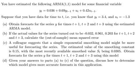 Solved You Have Estimated The Following ARMA 1 1 Model For Chegg