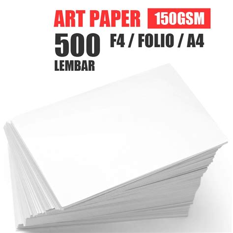 Jual 1 Rim 500 Lembar Kertas Art Paper 150 Gram Gsm Artpaper F4 Folio