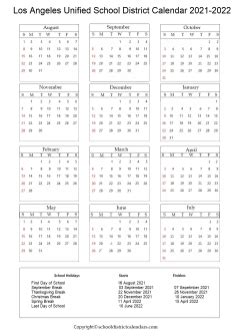 La School District Calendar 2024 - Schoolcalendars.net