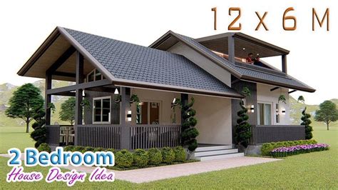 This Is An Image Of A Two Bedroom House Design Idea With Porches And