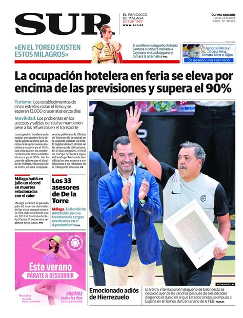 Las Portadas De Diario SUR Diario Sur 14 De Agosto De 2023