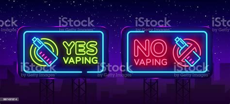 Vaping Neon Signs Collection Vector Template Light Banner Bright Night