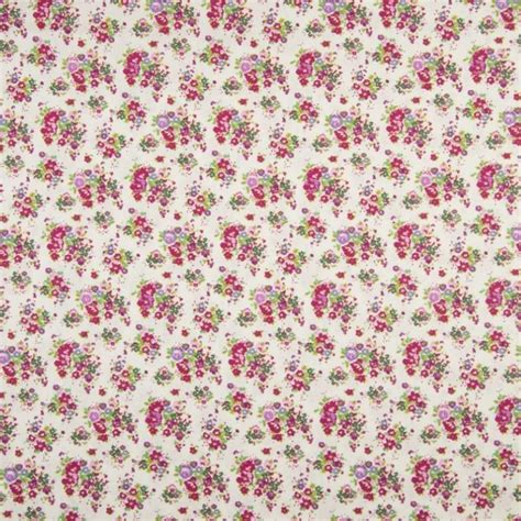 Tissu Coton Imprimé Fleur Ecru fuchsia Tissus des Ursules