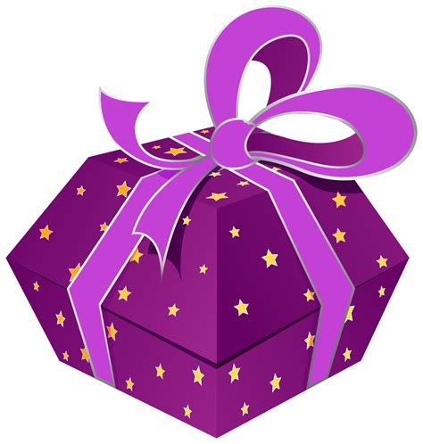 Purple Gift Box with Stars PNG Clipart - Best WEB Clipart