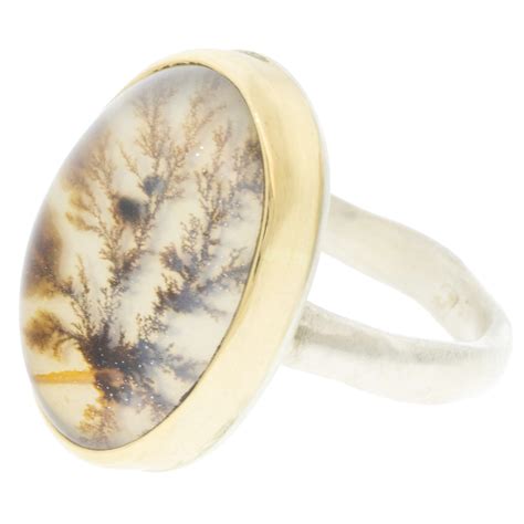 Vertical Oval Dendritic Agate Ring By Jamie Joseph Newtwist