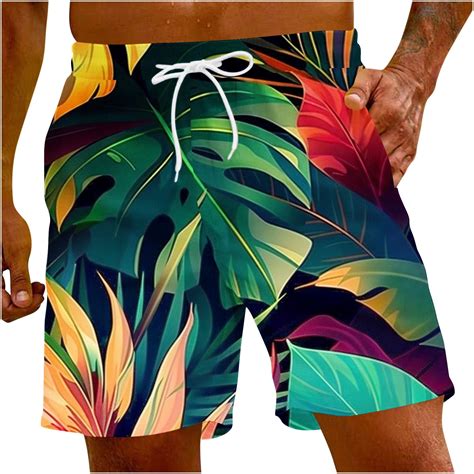 Dlfvub Mens Swim Trunks Quick Dry Board Shorts Summer Tropical Palm