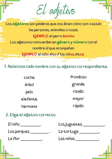 Ejercicio Interactivo De Los Adjetivos Para De Primaria Puedes