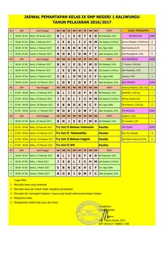 Jadwal Pemantapan Februari 2017 Pdf